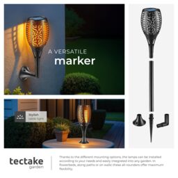 tectake Solar Garden Lights - Set Of 6 Flare in Black - Size: 6 Pack - thumbnail 7