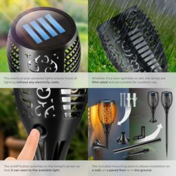 tectake Solar Garden Lights - Set Of 6 Flare in Black - Size: 6 Pack - thumbnail 4