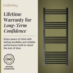 Balterley Straight Heated Towel Rail Radiator, 811W, 600 x 1200mm, Matt Black - thumbnail 7