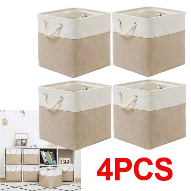 SPETLEK 33*33Beige 3PC Fabric Foldable Storage Box Shelf Baskets in Beige - Size: Large - image 1