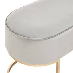 Wyld and Coco Light Grey Velvet Bed Bench with Gold Accent Legs Oval Seat - thumbnail 5