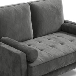Dprodo 121CM Velvet Love Seat Couch with 2 Pillows in Grey - Size: 1 Pack - thumbnail 8