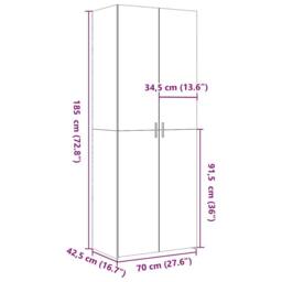 Berkfield Home Highboard White 70x42.5x185 cm Engineered Wood - thumbnail 9