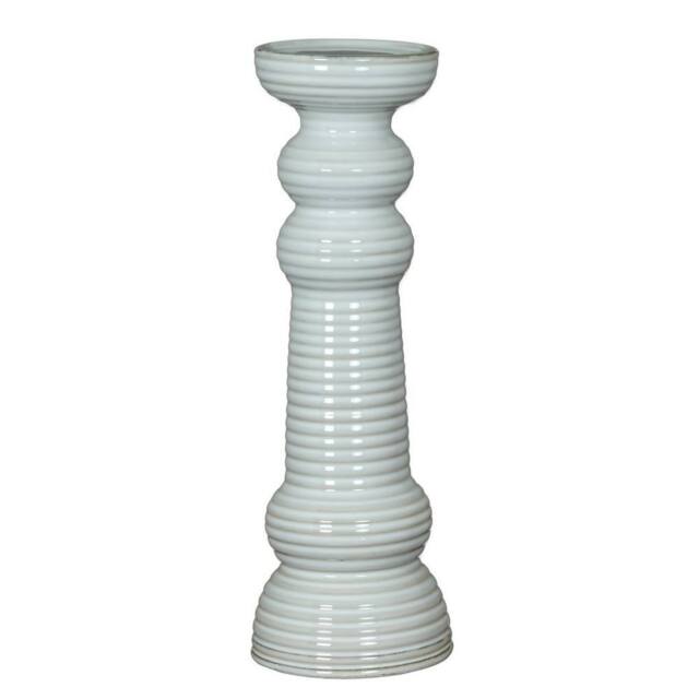 Lemon Pavilion Furniture and Decor Sile Large Pillar Candle Holder - Ceramic - L12 x W12 x H38 cm - White