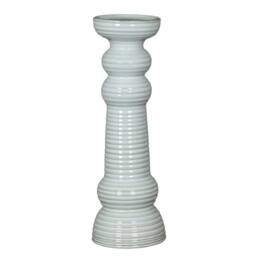 Lemon Pavilion Furniture and Decor Sile Large Pillar Candle Holder - Ceramic - L12 x W12 x H38 cm - White - thumbnail 1