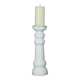 Lemon Pavilion Furniture and Decor Sile Large Pillar Candle Holder - Ceramic - L12 x W12 x H38 cm - White - thumbnail 2