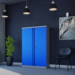 Phoenix Safe Company Steel Storage Cupboard in Grey & Blue with Key Lock, SCL1491GBK - Size: 140 cm x 100 cm - thumbnail 5