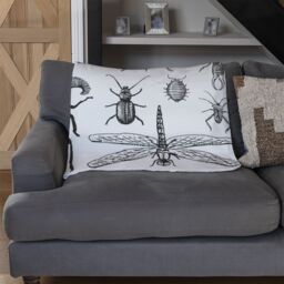 Benjamin Tate Design fleas many species in vintage old hand drawn style Designer Blanket in Natural - Size: 120 cm x 150 cm - thumbnail 2