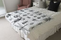 Benjamin Tate Design fleas many species in vintage old hand drawn style Designer Blanket in Natural - Size: 120 cm x 150 cm - thumbnail 4