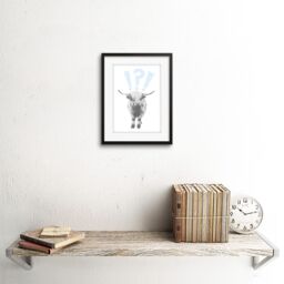 "Artery8 Wall Art Print Scottish Highland Hairy Coo Cow Surprised Expression Scotland Framed Art in Black - Size: W7"" x H9""" - thumbnail 2
