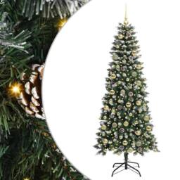 Berkfield Home Artificial Christmas Tree with 300 LEDs Green 76 x 76 x 180 cm - thumbnail 2