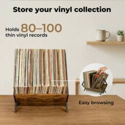 KORVIXA Vinyl Record Storage Rack in Brown - Size: 40 cm x 30 cm - thumbnail 1