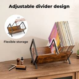 KORVIXA Vinyl Record Storage Rack in Brown - Size: 40 cm x 30 cm - thumbnail 5