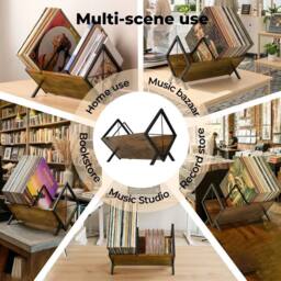 KORVIXA Vinyl Record Storage Rack in Brown - Size: 40 cm x 30 cm - thumbnail 4