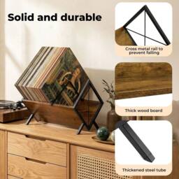 KORVIXA Vinyl Record Storage Rack in Brown - Size: 40 cm x 30 cm - thumbnail 3
