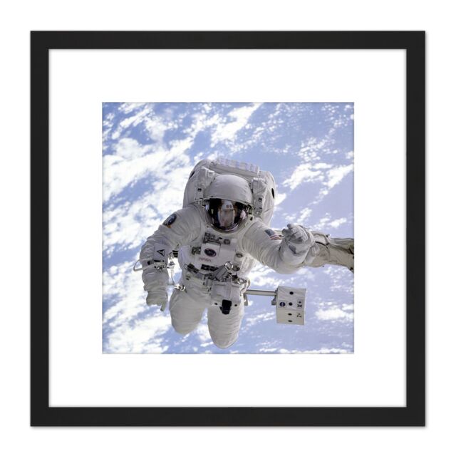 Artery8 Space NASA Astronaut Shuttle Endeavour Robot Arm Photo 8X8 Inch Square Wooden Framed Wall Art Print Picture with Mount in Black - image 1