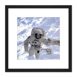 Artery8 Space NASA Astronaut Shuttle Endeavour Robot Arm Photo 8X8 Inch Square Wooden Framed Wall Art Print Picture with Mount in Black - thumbnail 1