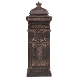Berkfield Home Pillar Letterbox Aluminium Vintage Style Rustproof Bronze in Brown - thumbnail 3