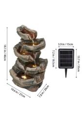 Living and Home Solar-Powered Water Display for Garden Decoration in Brown - thumbnail 2