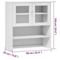 Berkfield Home Top for Highboard MOLDE White 90x35x100 cm Solid Wood Pine - Size: 90 x 35 x 100 cm - thumbnail 8