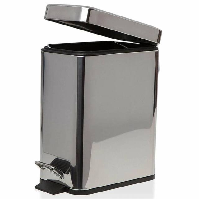 EONLION Silver 5 LITER BATHROOM TOILET SLIM PEDAL BIN - Size: 100 cm - image 1