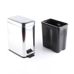 EONLION Silver 5 LITER BATHROOM TOILET SLIM PEDAL BIN - Size: 100 cm - thumbnail 3