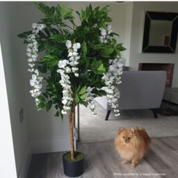 Leaf Artificial 130cm Luxury Artificial Wisteria Tree White Flowers - Premium Range in Green - thumbnail 6