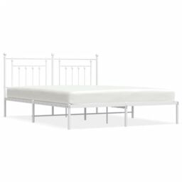 Berkfield Home Metal Bed Frame with Headboard White 183x213 cm - thumbnail 2