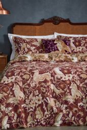 Paoletti Harewood British Animal 100% Cotton Duvet Cover Set in Red - Size: Single