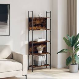 Berkfield Home Bookshelf 5-Tier Smoked Oak 60.5x24x166.5 cm Engineered Wood in Brown - thumbnail 3