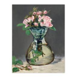 Artery8 Edouard Manet Framed Wall Art Print Moss Roses in a Vase Oil Painting in Grey - Size: A4 - thumbnail 3