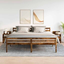 Berkfield Home Bedside Cabinets 2 pcs with 2 Drawers Smoked Oak 40x33x60 cm in Brown - Size: 40 x 33 x 60 cm - thumbnail 3