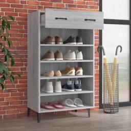 Berkfield Home Shoe Cabinet Grey Sonoma 60x35x105 cm Engineered Wood - Size: 60 x 35 x 105 cm - thumbnail 1