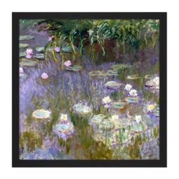 "Artery8 Wall Art Print Claude Monet Water Lilies Painting Square Framed Picture 16X16 Inch in Black - Size: W16"" x H16""" - thumbnail 1