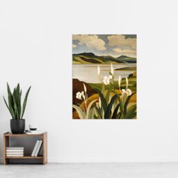 "Artery8 Cornish Coastal Flowers Cornwall Landscape Wall Art Print in Brown - Size: W24"" x H32""" - thumbnail 4