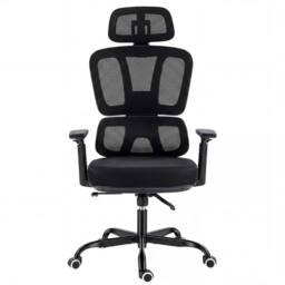 ERGOVEXA Mesh Back Swivel Office Chair Padded Seat Desk Chair with Headrest in Black - thumbnail 1