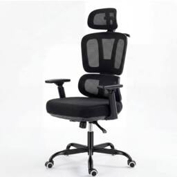 ERGOVEXA Mesh Back Swivel Office Chair Padded Seat Desk Chair with Headrest in Black - thumbnail 4