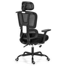 ERGOVEXA Mesh Back Swivel Office Chair Padded Seat Desk Chair with Headrest in Black - thumbnail 3