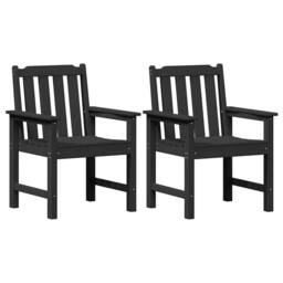Berkfield Home Modern Garden Dining Chairs 2 pcs Black HDPE - thumbnail 3