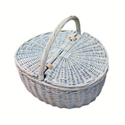 Red Hamper PR011/HOME Wicker Provence Double Lidded Empty Picnic Basket in White
