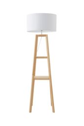 ValueLights Wakefield Quad Base Two Shelf Wooden Floor Lamp with Fabric Shade in White - thumbnail 6