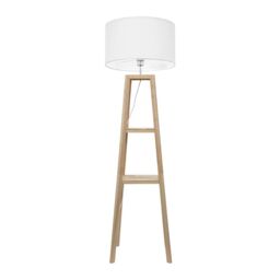 ValueLights Wakefield Quad Base Two Shelf Wooden Floor Lamp with Fabric Shade in White - thumbnail 2