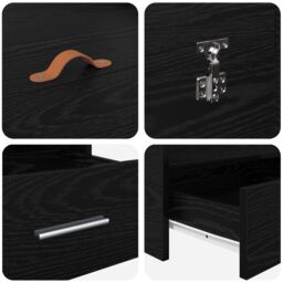 Berkfield Home Storage Bed Frame with Drawer with Headboard with Storage Black oak 120 x 200 cm Wood - thumbnail 9