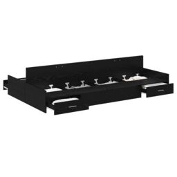 Berkfield Home Storage Bed Frame with Drawer with Headboard with Storage Black oak 120 x 200 cm Wood - thumbnail 3