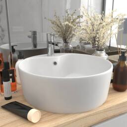 Berkfield Home Luxury Wash Basin with Overflow Matt White 36x13 cm Ceramic - thumbnail 2
