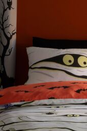 Bedlam 'Mummy' Glow in the Dark Halloween Duvet Cover Set in White - Size: Single - thumbnail 2