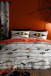 Bedlam 'Mummy' Glow in the Dark Halloween Duvet Cover Set in White - Size: Single - thumbnail 1