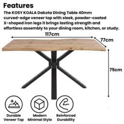 KOSY KOALA Modern Dining Table with 4 Blue velvet Chairs Kitchen Furniture in Brown - thumbnail 6