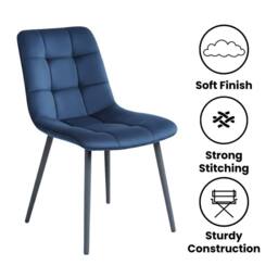 KOSY KOALA Modern Dining Table with 4 Blue velvet Chairs Kitchen Furniture in Brown - thumbnail 3