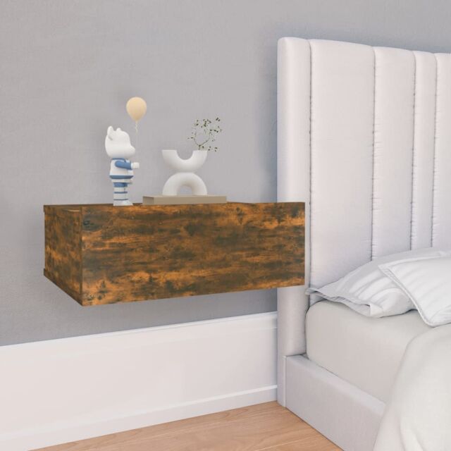 Berkfield Home Floating Nightstand Smoked Oak 40x30x15 cm Engineered Wood in Brown - Size: 40 x 30 x 15 cm - image 1